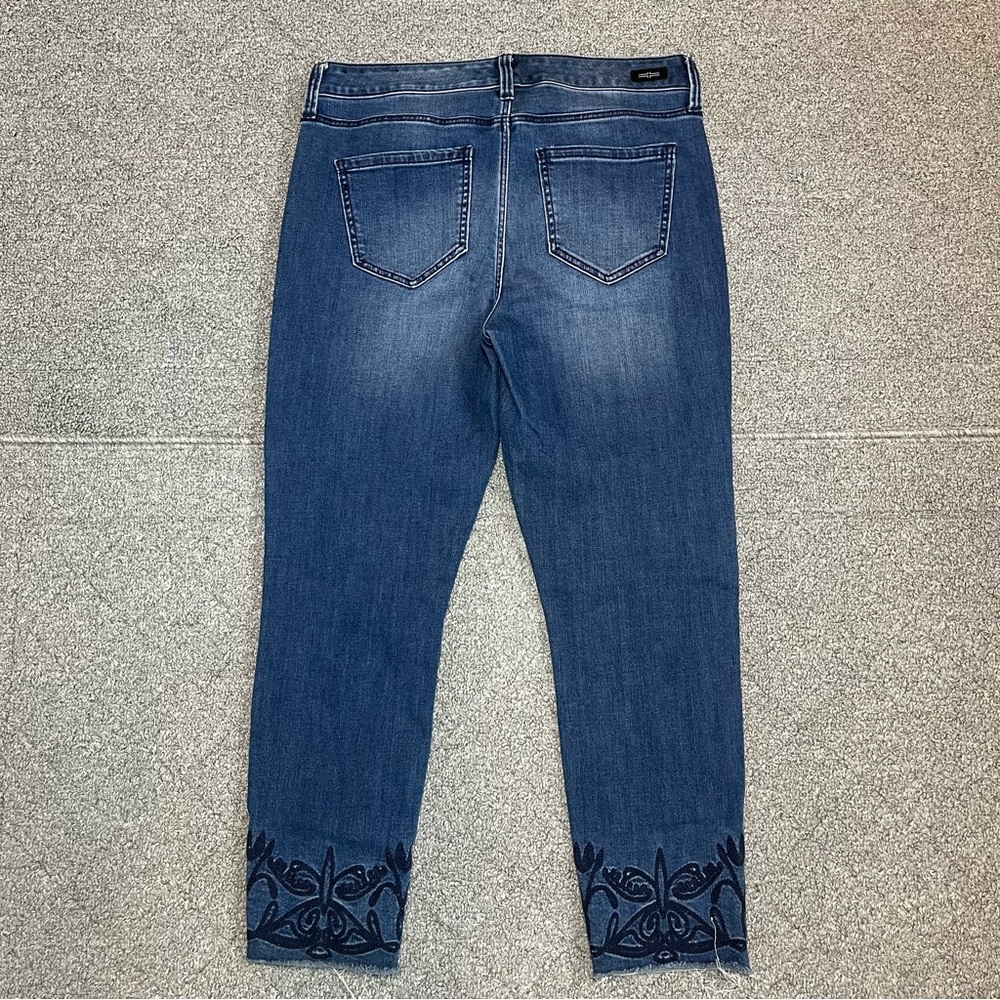 Liverpool The Crop Denim Jeans Womens Size 8 Blue Embroidered Raw Hems - Picture 15 of 15